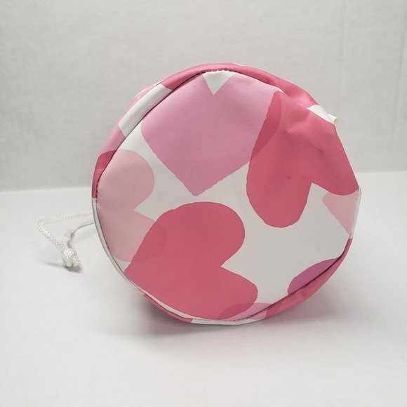 Clinique Makeup Bag Pink White Hearts Cosmetic Pouch Drawstring Travel Case - Picture 3 of 16